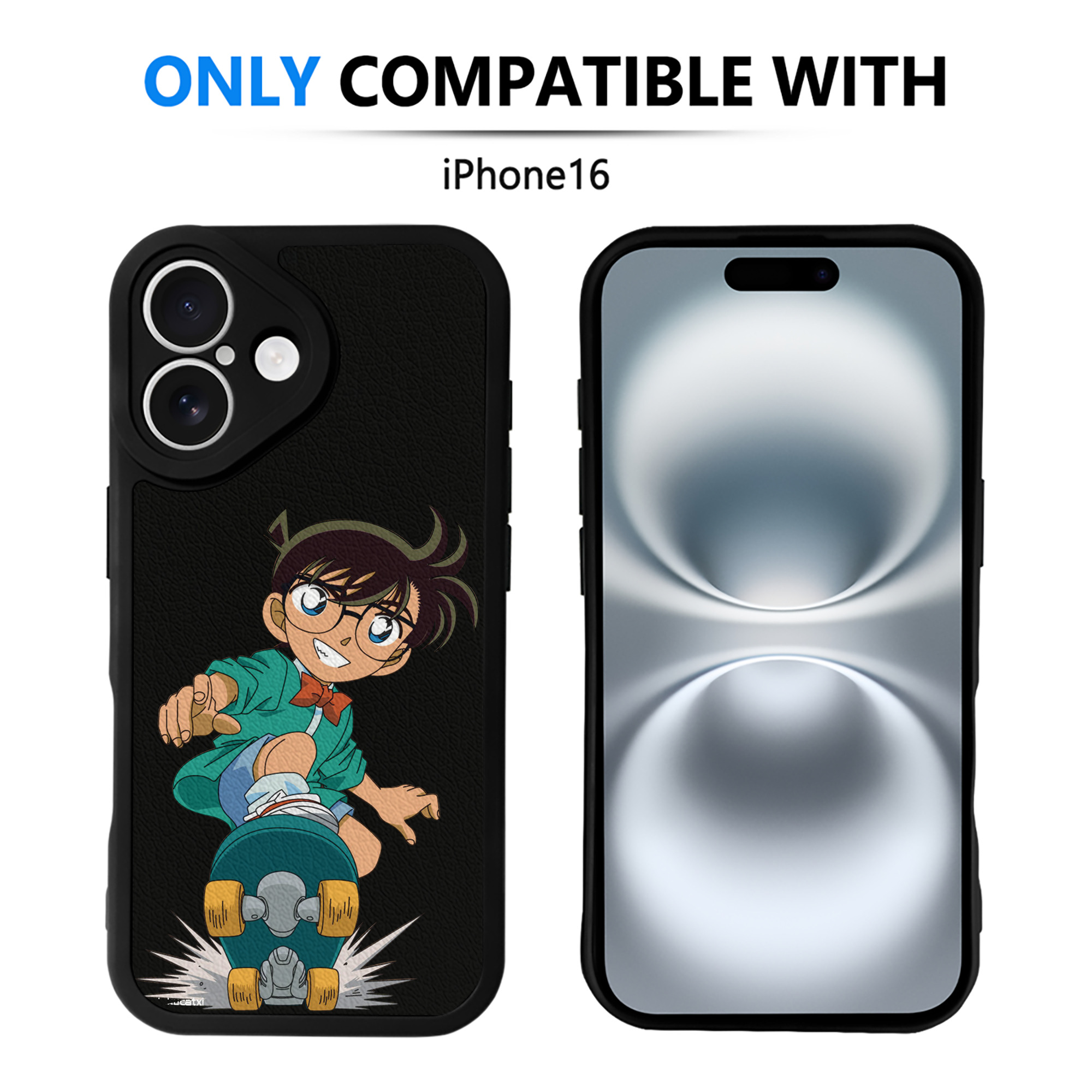 （画像用） 名探偵コナン 江戸川 コナン Detective Conan Conan Edogawa 【iPhone 16シリーズ対応】シリコンスマホケース（レザー調） 材質：シリコン